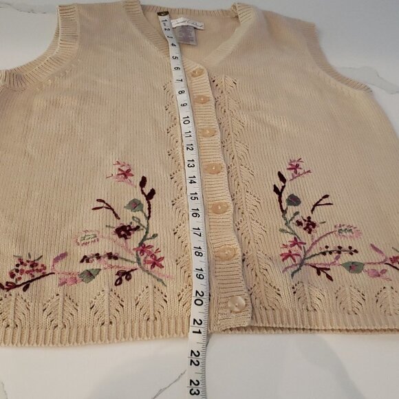 CARROLL  Reed Vest Vintage Ladies Women's Size Medium Embroidery Floral - Picture 9 of 9
